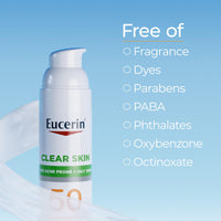 Thumbnail for Eucerin Sun Clear Skin Face Sunscreen Lotion SPF 50 for Acne Prone and Oily Skin, Lightweight Sunscreen with Oil-Absorbing Minerals, Won't Cause Breakouts, Hypoallergenic, 2.5 Fl Oz Bottle