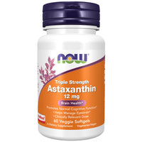 Thumbnail for Now Supplements, Triple Strength Astaxanthin 12 mg, Triple Strength, Brain Health*, Helps Manage Eye Strain*, 60 Veggie Softgels