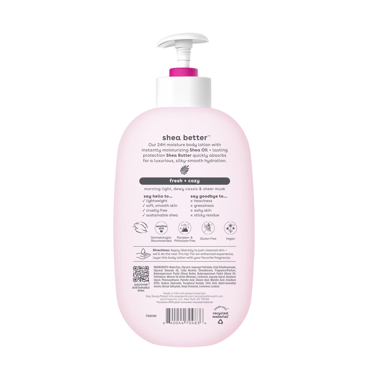 Bundle of eos Shea Better Body Lotion & Hand Cream- Fresh & Cozy, 24-Hour Moisture Skin Care, Lightweight & Non-Greasy, Made with Natural Shea