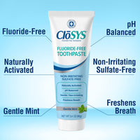Thumbnail for CloSYS Fluoride Free Toothpaste, 3.4 Ounce, Travel Size, Gentle Mint, TSA Compliant, Whitening, Enamel Protection, Sulfate Free