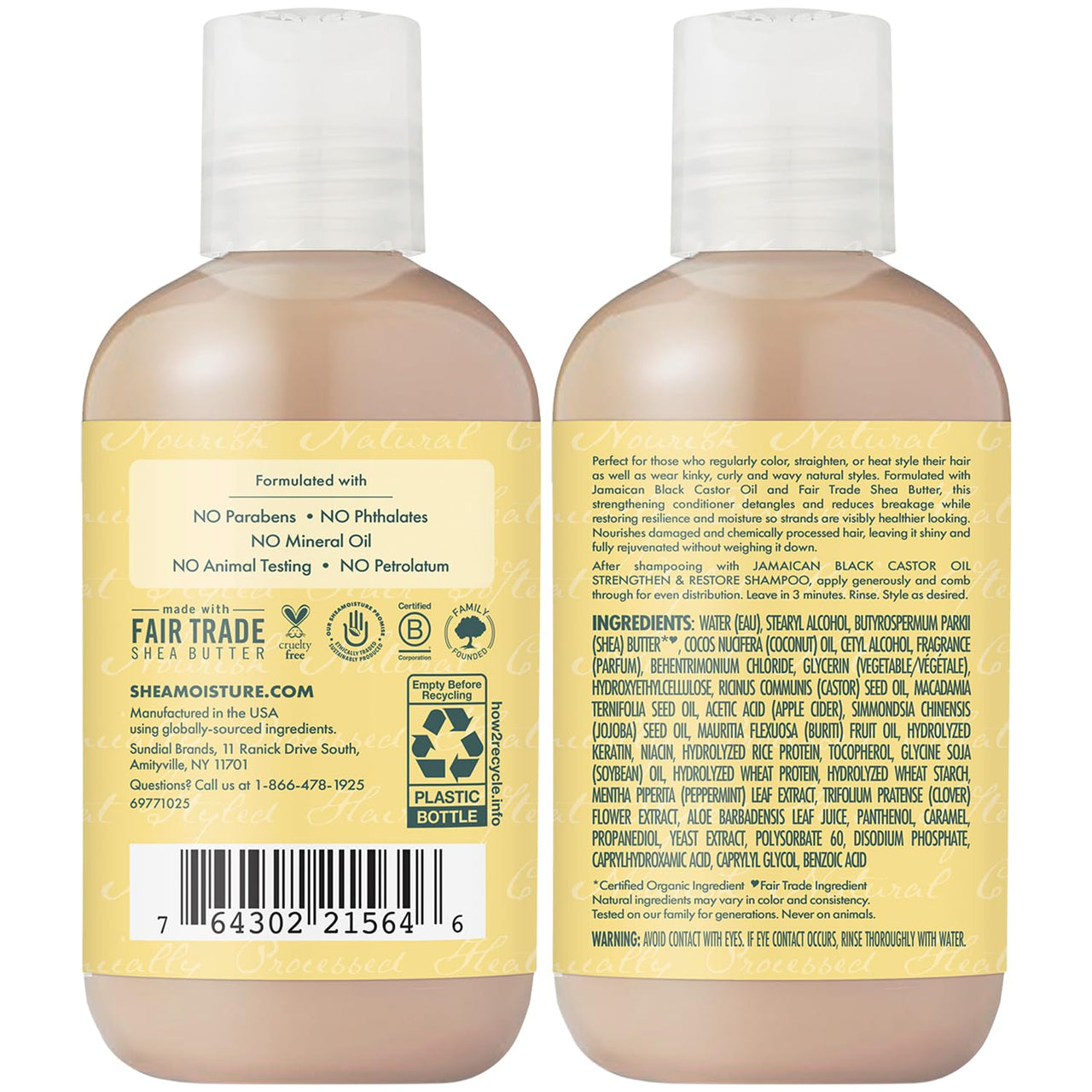 SheaMoisture Strengthen & Restore Conditioner, Travel-Size 3-Pack – Jamaican Black Castor Oil Deep Conditioner for Dry, Damaged Hair, 3.2 Oz Ea
