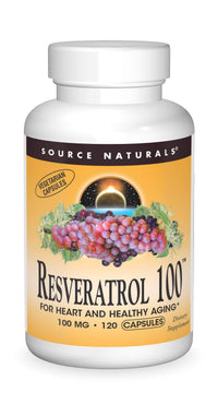 Thumbnail for Source Naturals Resveratrol 100, for Heart and Healthy Aging* 100 mg - 120 Vegetarian Capsules