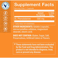 Thumbnail for The Vitamin Shoppe DL-Phenylalanine 500MG, Amino Acid That Supports Mood & Relaxation (100 Capsules)