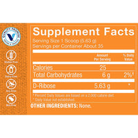 Thumbnail for The Vitamin Shoppe D-Ribose Powder - ATP Energy Production & Heart Health | Pure 5-Carbon Sugar | 200g 40 Servings | Unflavored