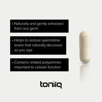 Thumbnail for Toniiq Ultra Concentrated 500mg Spermidine Supplements for Men and Women - Non-Synthetic Spermidine Standardized to No Less Than 1% - 5mg per Serving Rice Germ Extract