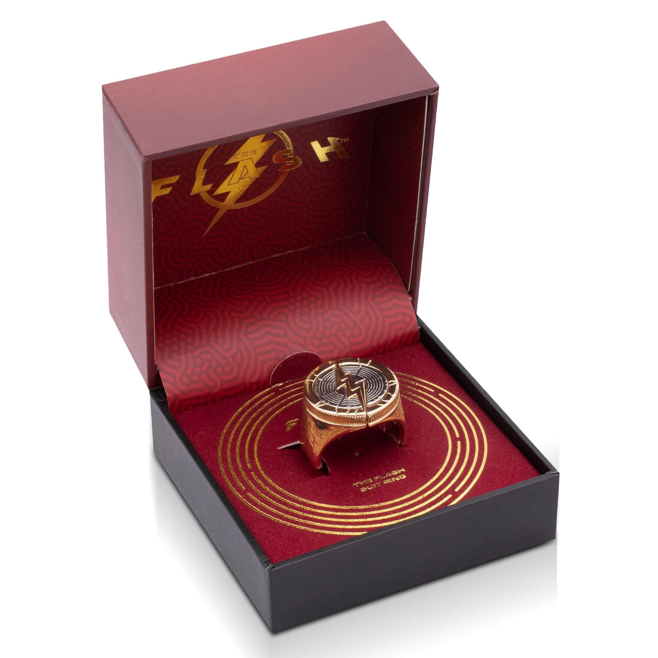 SalesOne DC The Flash Movie Costume Ring Brass Prop Replica With Slide-Opening Function, Size 10 | Superhero Cosplay, Jewelry Accessories | Officially Licensed Collectible