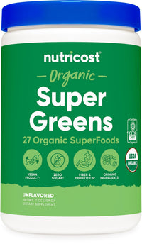 Thumbnail for Nutricost Organic Super Greens Powder (30 Servings) - Superfood Supplement Drink Mix (30 Servings, No Flavor Added)
