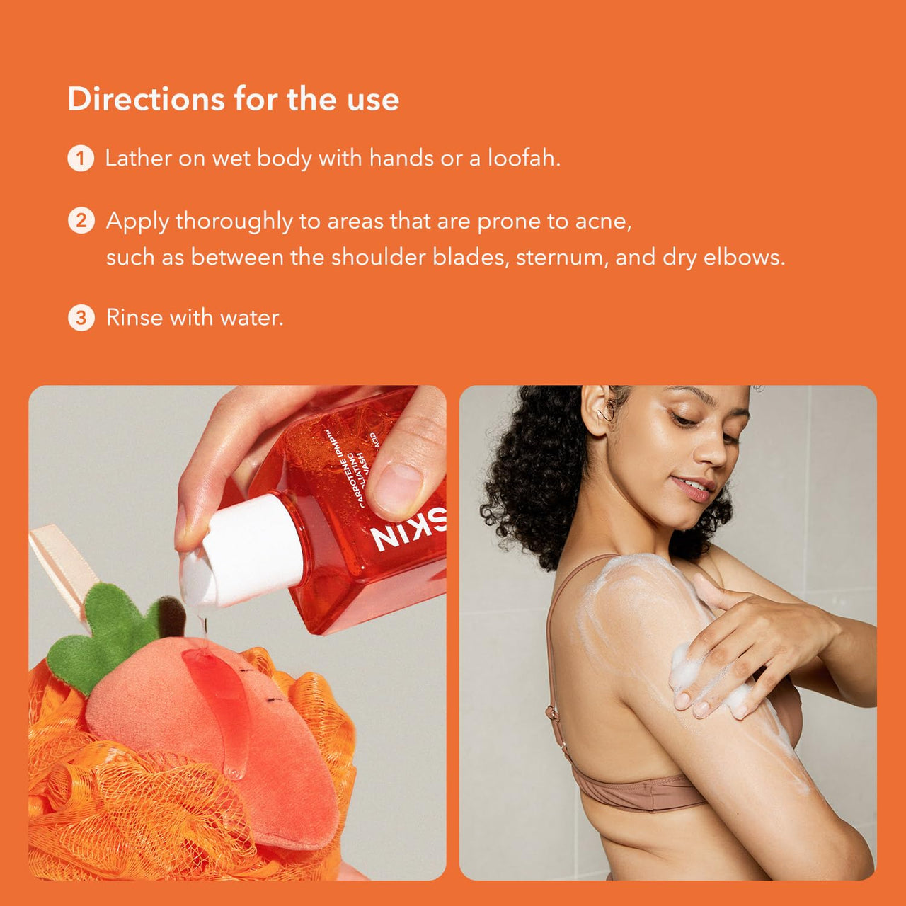 APRILSKIN Carrotene IPMP™ Exfoliating Body Wash | Salicylic Acid Body Wash Improve Rough & Bumpy Skin, Body Acne, Keratosis Pilaris with Niacinamide & Ceramides | Vegan & Cruelty-free | 10.14 fl.oz