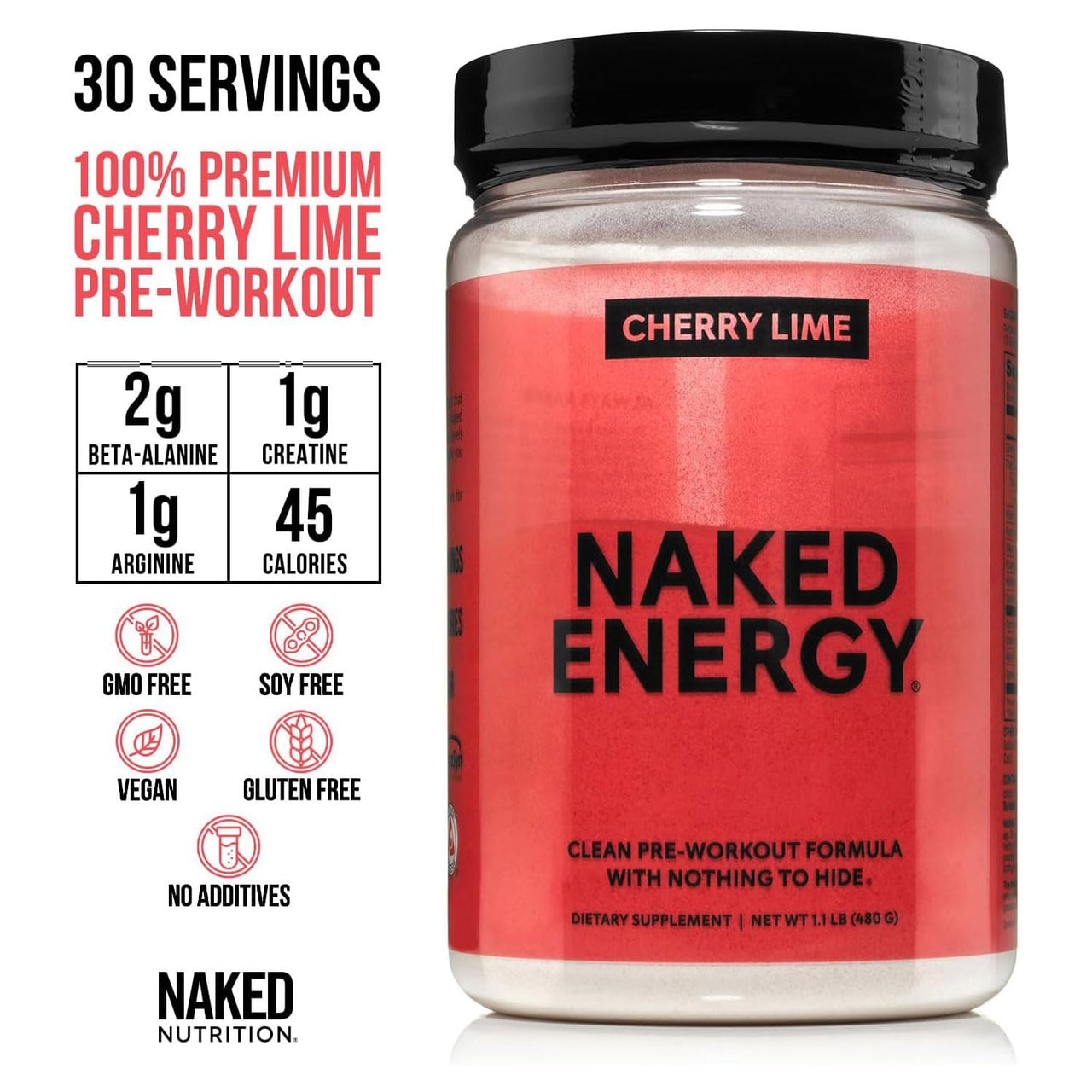 NAKED Whey Isolate Protein Powder (28 Servings) Cherry Lime Energy Pre Workout (30 Servings) – Grass-Fed; Non-GMO; Gluten Free; Vegan