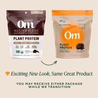 Thumbnail for OM MUSHROOM SUPERFOOD Master Blend Vegan Protein – Organic Chocolate Plant Protein with 10 Mushrooms, Ashwagandha, BCAAs & B12 – Energy, Recovery & Immune Support – 1.2 lb (16 Servings)