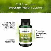Thumbnail for Swanson Saw Palmetto - Herbal Supplement Promoting Male Prostate Health Support - Natural Hair Supplement & Urinary Health Support - 540 mg 100 Capsules (2 Pack)