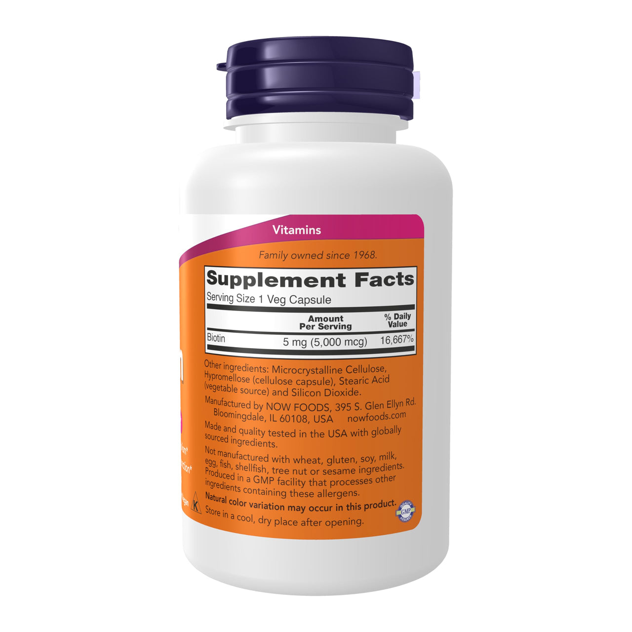NOW Foods by Now Biotin Energy Production 5000 mcg- 120 Vcaps