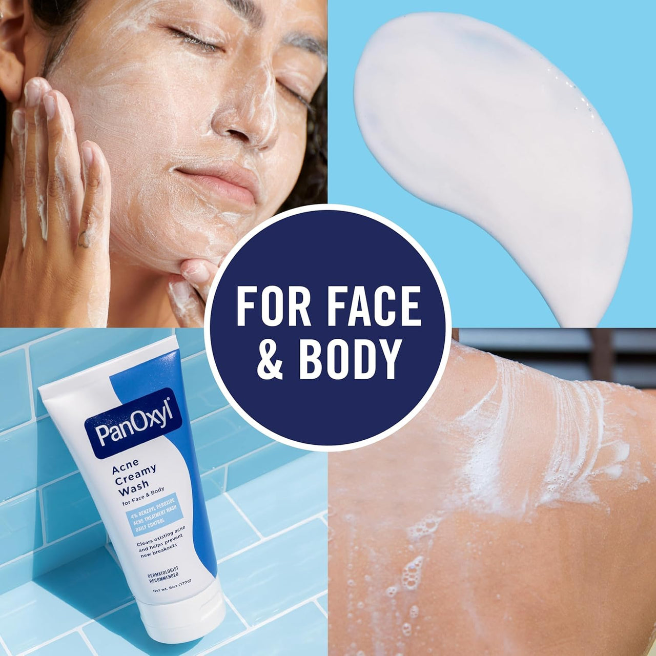 PanOxyl 4 Acne Creamy Wash, 4% Benzoyl Peroxide 6 oz (Pack of 8)