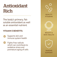 Thumbnail for Solgar Vitamin E 200 IU Alpha, 100 Softgels - Antioxidant, Healthy Aging, Healthy Skin, Immune System Support - Natural Source Vitamin E - Gluten Free, Dairy Free - 100 Servings