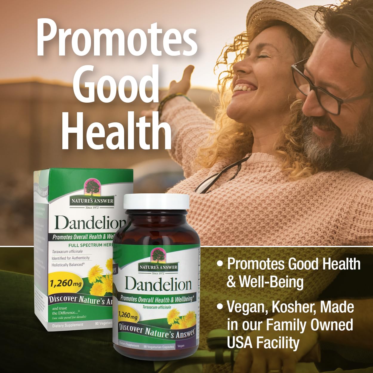 Nature's Answer Dandelion Root | Supports Healthy Liver Function | Promotes Detoxification & Waste Elimination | Gluten-Free Kosher Certified & No Preservatives | Vegetarian Capsules 90ct.