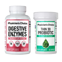 Thumbnail for Physician's CHOICE - Beat Bloat + Support Weight Management Bundle: Digestive Enzymes 180ct + Thin-30 Probiotic 60ct - Value Pack