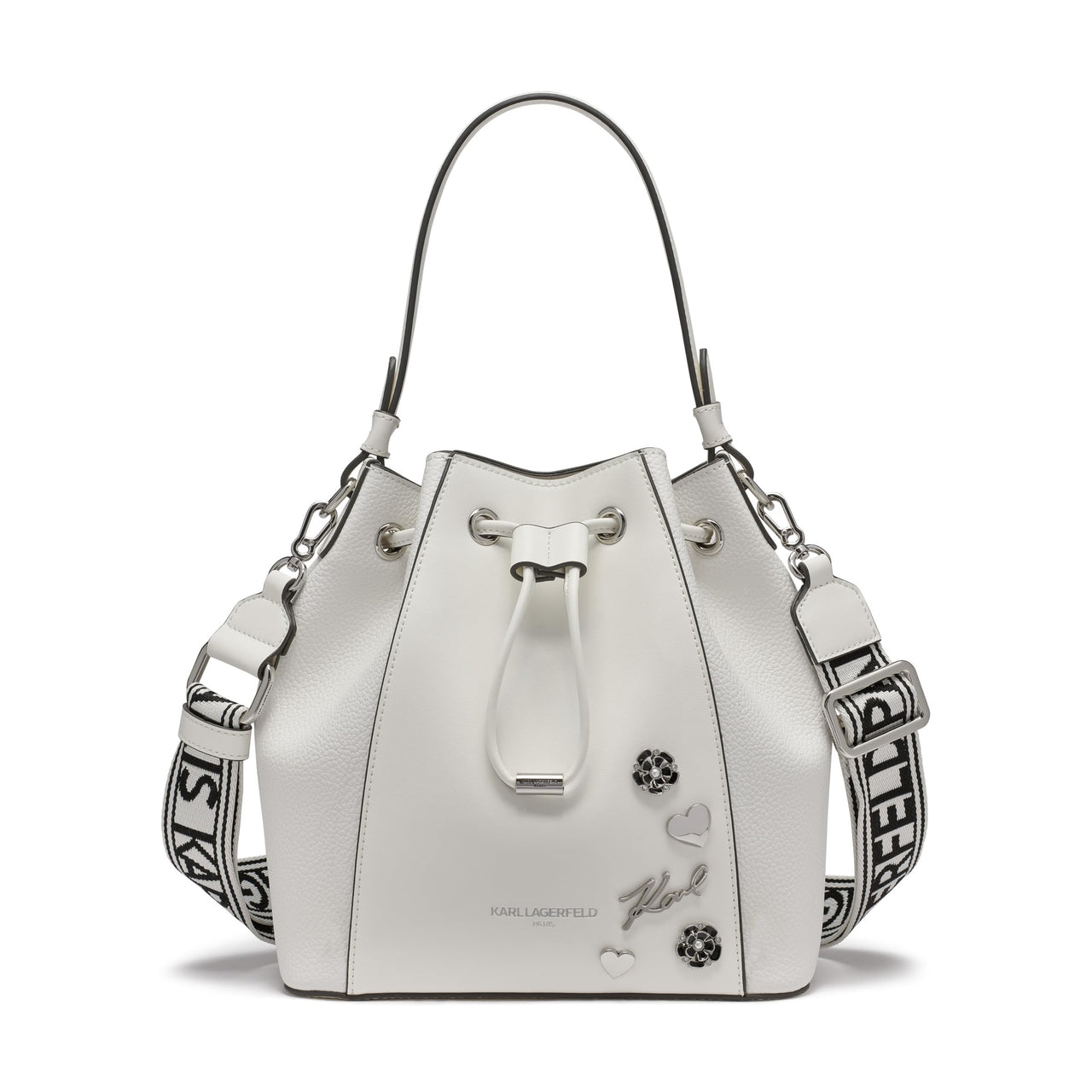 KARL LAGERFELD Paris Women's Handbags Bucket, White, One Size