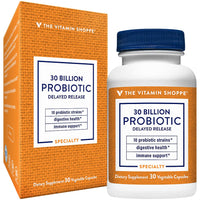 Thumbnail for The Vitamin Shoppe Probiotic Delayed Release 30 Billion - with 10 Probiotic Strains to Support Digestive, Immune & Vaginal Health or Yeast Imbalance - Shelf Stable (30 Veggie Caps)