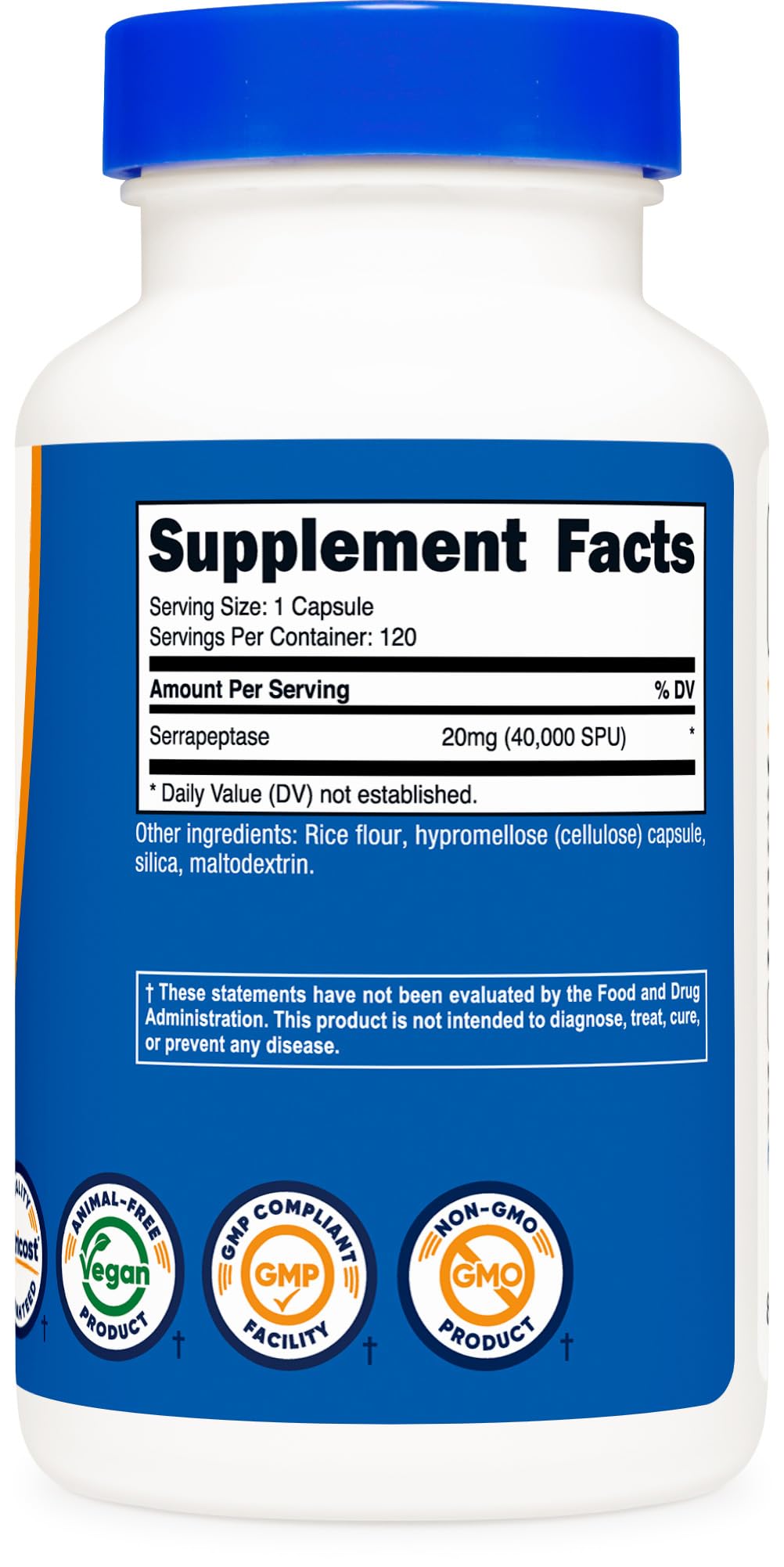 Nutricost Serrapeptase 40,000 SPU, 120 Capsules - Gluten Free, Non-GMO, and Vegetarian Friendly