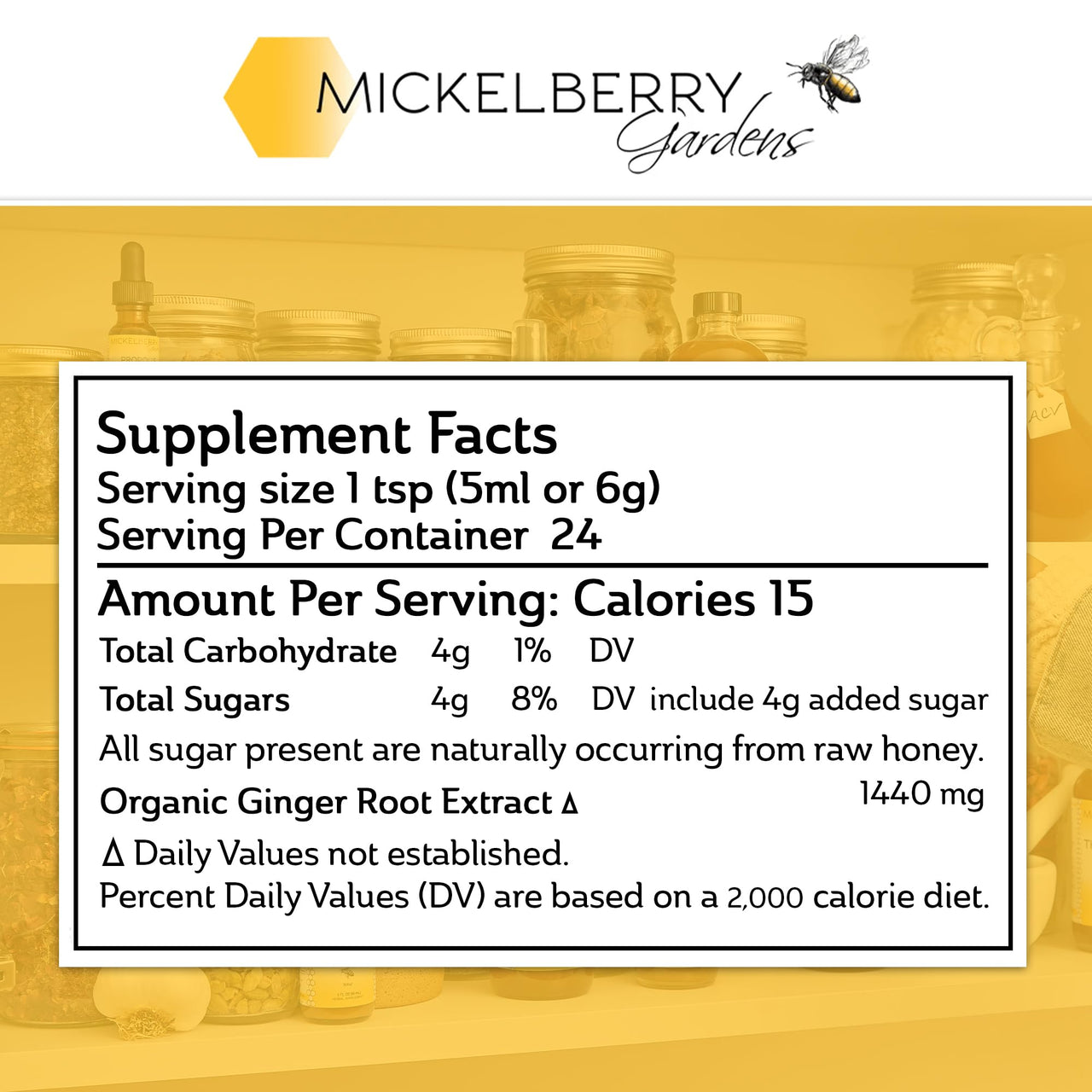 Mickelberry Gardens Immune Support Ginger Honey Tonic – Organic Ginger Shots & Syrup for Immunity Boost, Digestive Health, and Wellness – 4 Oz