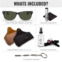 Thumbnail for Ray-Ban RB2132 NEW WAYFARER COLOR MIX Square Shaped Non-Polarized Sunglasses for Men & Women – Includes Official RAYBAN Eyewear Kit – Ideal Formal & Casual Wear Sunglasses – G-15 Green Lens