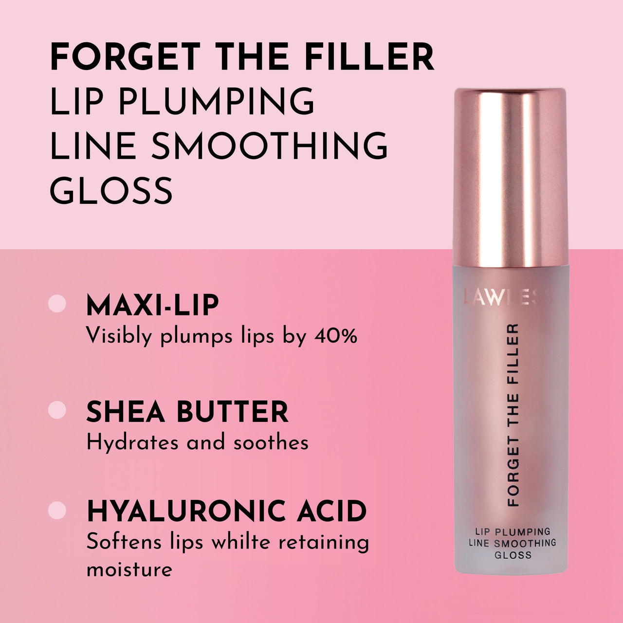 Lawless Forget the Filler Lip Plumping Line Smoothing Gloss - Candy Sky - Premium Volumizing Lip Gloss with Natural Ingredients Designed to Plump, Firm, and Hydrate Lips 0.11 oz