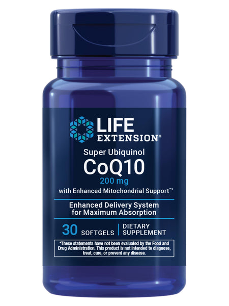 Life Extension Super Ubiquinol CoQ10 with Enhanced Mitochondrial Support – 200 mg, Shilajit – Promotes Heart Health, Cell Energy, Oxidative Stress – Gluten-Free, Non-GMO – 30 Softgels