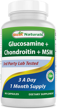 Thumbnail for Best Naturals, Glucosamine Chondroitin MSM Supplements, 2600 mg per Serving, 90 Capsules (90 Count (Pack of 1))