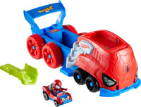 Thumbnail for Hot Wheels Toy Car Track Set, Spider-Man Large-Scale Launcher and Hauler with Die-Cast RacerVerse Vehicle