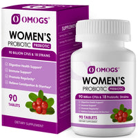 Thumbnail for OMOGS Women's Probiotic, with Cranberry Extract, Organic Prebiotics & Vitamin C, 90 Billion CFUs,18 Strains, Help for Boost Immune, Digestive, Gut Health & Women's Health, Gluten & Soy Free,90 Tablets