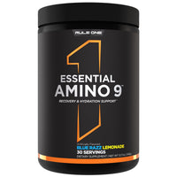 Thumbnail for Rule 1 Proteins Essential Amino 9 – Recovery & Hydration Support with 7.5g of Essential Amino Acids + Electrolytes (30 Servings, Blue Razz Lemonade)