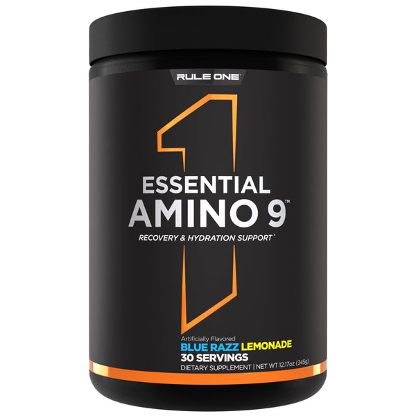Rule 1 Proteins Essential Amino 9 – Recovery & Hydration Support with 7.5g of Essential Amino Acids + Electrolytes (30 Servings, Blue Razz Lemonade)