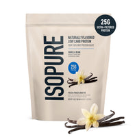 Thumbnail for Isopure Low Carb 100% Pure Whey Isolate Protein Powder, Lactose Free, Gluten Free, With Vitamins, Vanilla Bean, 25g Protein Per Serving, 1 Lb, 14 Servings (Packaging May Vary)