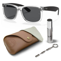 Thumbnail for Ray-Ban RB4165 JUSTIN COLOR MIX Square Shaped Non-Polarized Sunglasses for Men – Includes Official RAYBAN Eyewear Kit – Ideal Formal & Casual Wear Sunglasses – Grey Lens