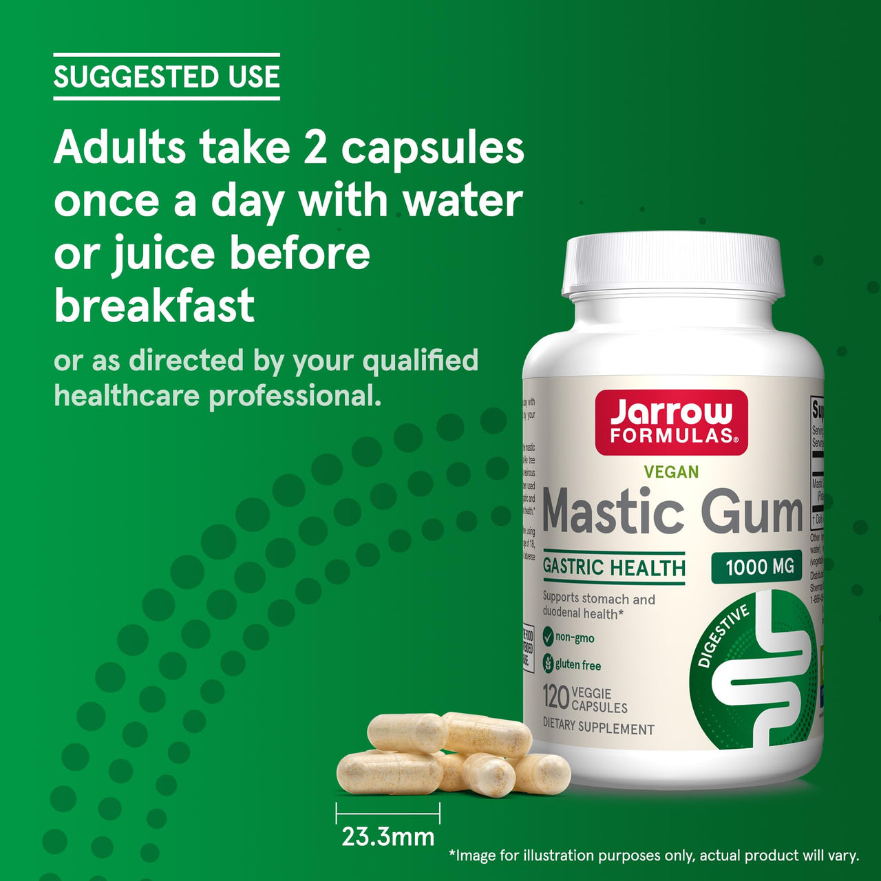 Jarrow Formulas Mastic Gum 1000 mg - 120 Veggie Caps - Mastic Gum Capsules Supporting Stomach and Duodenal Health - 60 Servings