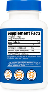 Thumbnail for Nutricost Zeaxanthin with Lutein 20mg, 120 Softgels - Potent, Non-GMO, Gluten Free