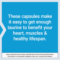 Thumbnail for Life Extension Taurine, Pure Taurine Amino Acid Supplement, Heart, Liver and Brain Health, Longevity, Muscle and Exercise, 1000 mg dose, Non-GMO, Gluten-Free, Vegetarian, 90 Vegetarian Capsules