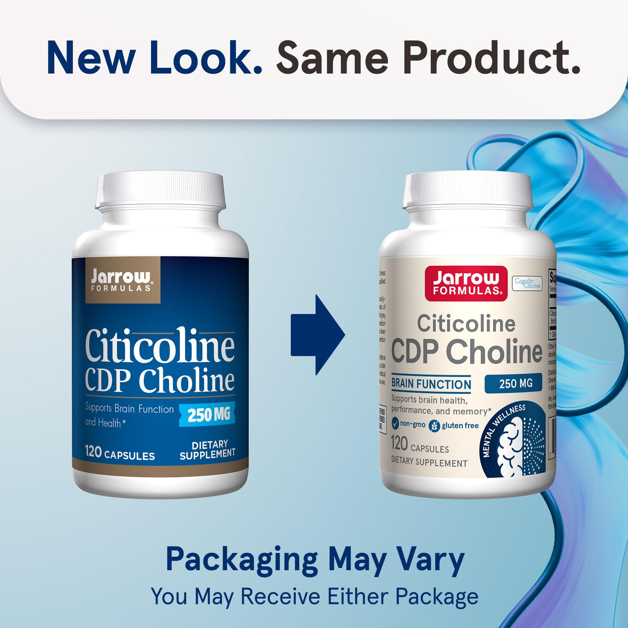 Jarrow Formulas Citicoline CDP 250 MG, CDP Choline Supplements, Support Brain Health, Performance and Memory, 120 Capsules, Up to a 120 Day Supply