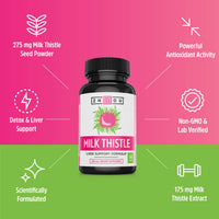 Thumbnail for Zhou Milk Thistle - Liver Health Supplement, Silymarin Milk Thistle Extract & Powder for Men & Women, Herbal Cleanse Support, Metabolic Health - 60 Vegetarian Capsules