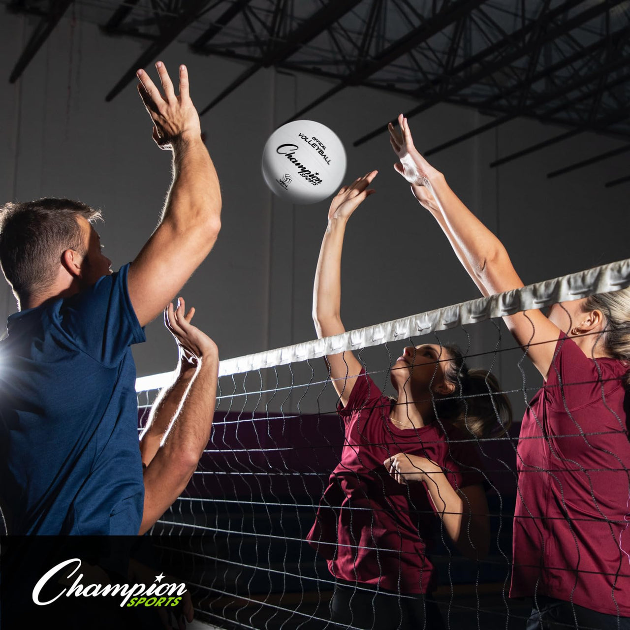 Champion Sports Rubber Volleyball, Official Size, for Indoor and Outdoor Use - Durable, Regulation Volleyballs for Beginners, Competitive, Recreational Play - Premium Volleyball - White, VR4, 1 Set