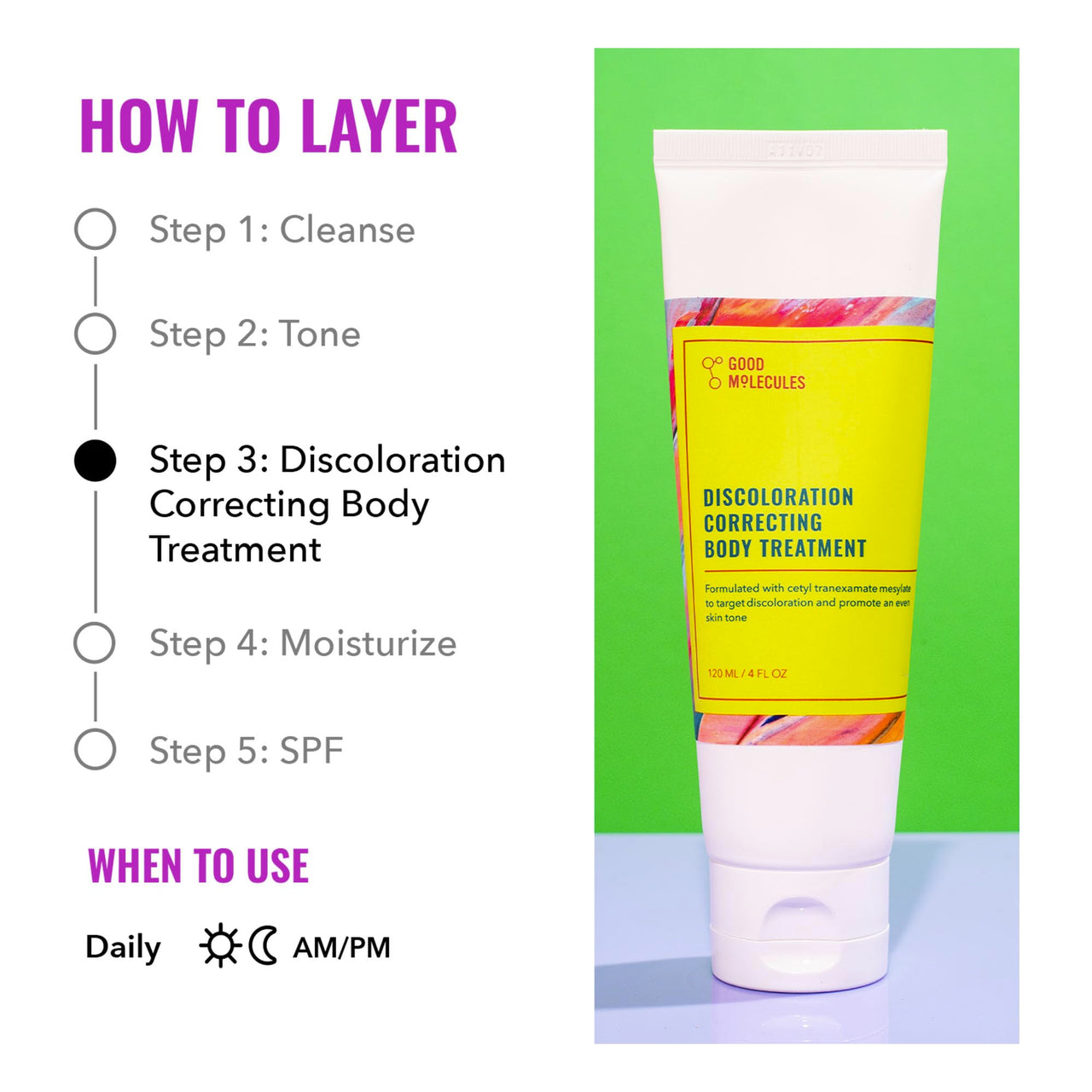 Good Molecules Discoloration Correcting Body Treatment - Cream with Tranexamic Acid Ester Salt, LHA, and Niacinamide - Anti-aging Skincare for Body