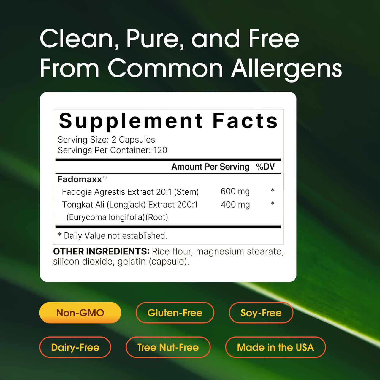NatureBell Fadogia Agrestis - 240 Capsules - 600mg Fadogia Agrestis with 400mg Tongkat Ali - High Strength Extracts for Vitality & Workout Performance Support*