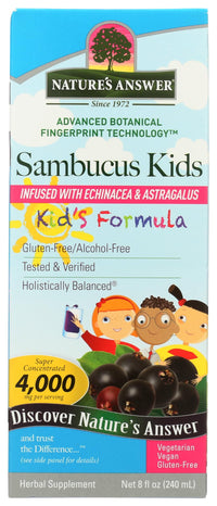 Thumbnail for Nature's Answer Sambucus Kids Formula | 8-Fluid Ounces | Kosher Certified Organic Elderberry Syrup | Great Taste & Gluten-Free | Dietary Supplement | No Artificial Preservatives