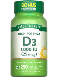 Thumbnail for Nature's Truth D3 1000 IU | 250 Softgels | Essential Vitamin D | Non-GMO & Gluten Free Supplement