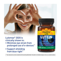 Thumbnail for Country Life Lutein 20 mg Supplement - Certified Gluten-Free - Eye Health Support with Lutein and Zeaxanthin - Reduces Eye Strain from Screens - No Yeast, Corn, Wheat, Milk - 60 Softgels