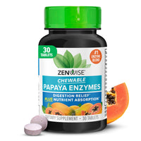 Thumbnail for Zenwise Health Chewable Papaya Enzymes for Digestion & Gut Support - Chewable Digestive Enzyme Blend with Papain and Bromelain for Digestive Health & Bloating Relief - Women & Men - 30 Tablets