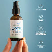 Thumbnail for Eva Naturals Hyaluronic Acid + B5 Serum for Face – Ultra Hydrating Vitamin C & B5 Facial Serum for Deep Moisturizing, Wrinkle & Dark Spot Treatment, Skin Firming & Renewal