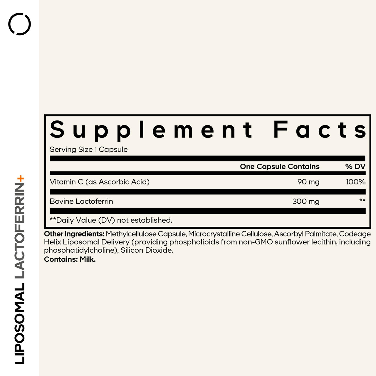 Codeage Liposomal Lactoferrin Supplement - Bovine Lactoferrin 300 mg and Vitamin C - Liposomal Delivery, Non-GMO - 60 Capsules
