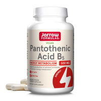 Thumbnail for Jarrow Formulas Pantothenic Acid B5 500 mg, Dietary Supplement, Vitamin B5 for Adrenal Hormone Support and Cellular Energy Metabolism, 100 Veggie Capsules, 100 Day Supply