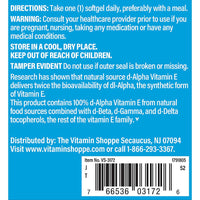 Thumbnail for The Vitamin Shoppe Vitamin E 400IU - Antioxidant Support for Skin Health & Immune Function, Daily Vitamin (240 Softgels)
